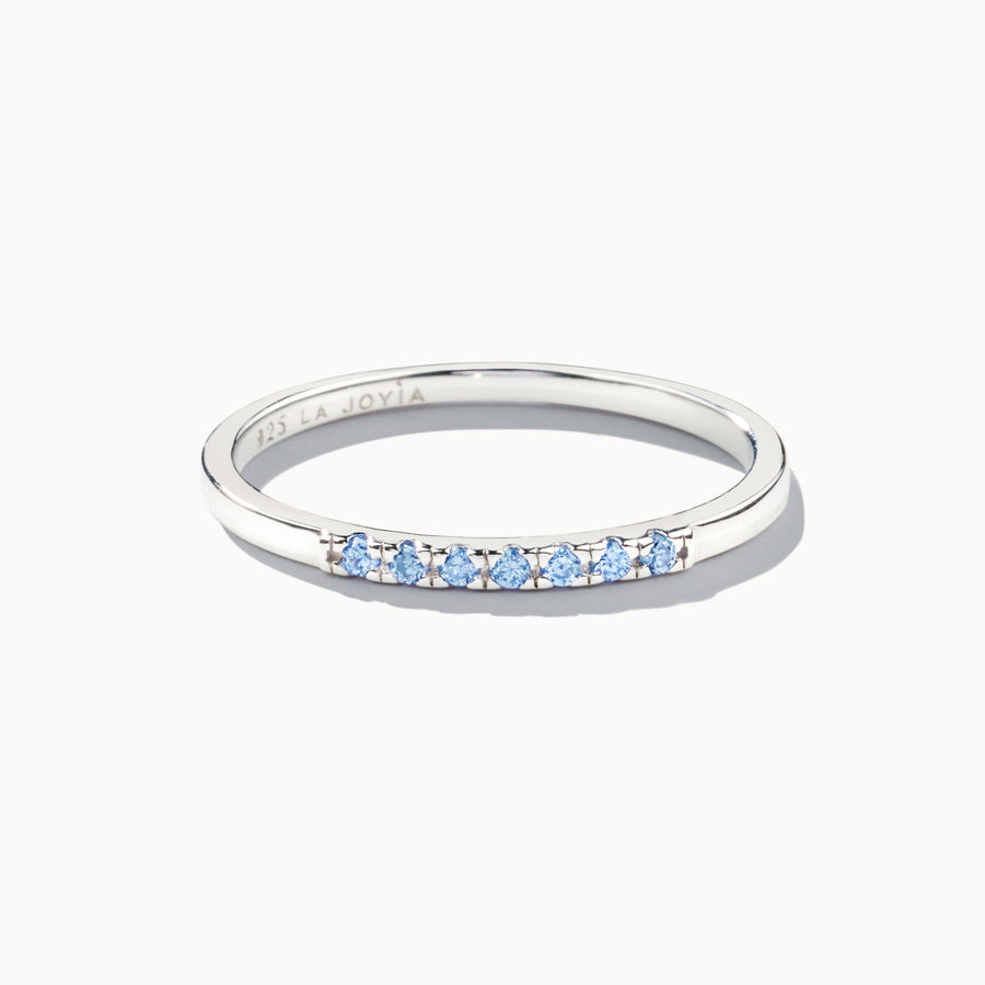 Silver Scrumptious Shiny Sky Blue Stone Ring - Khushbu Jewellers